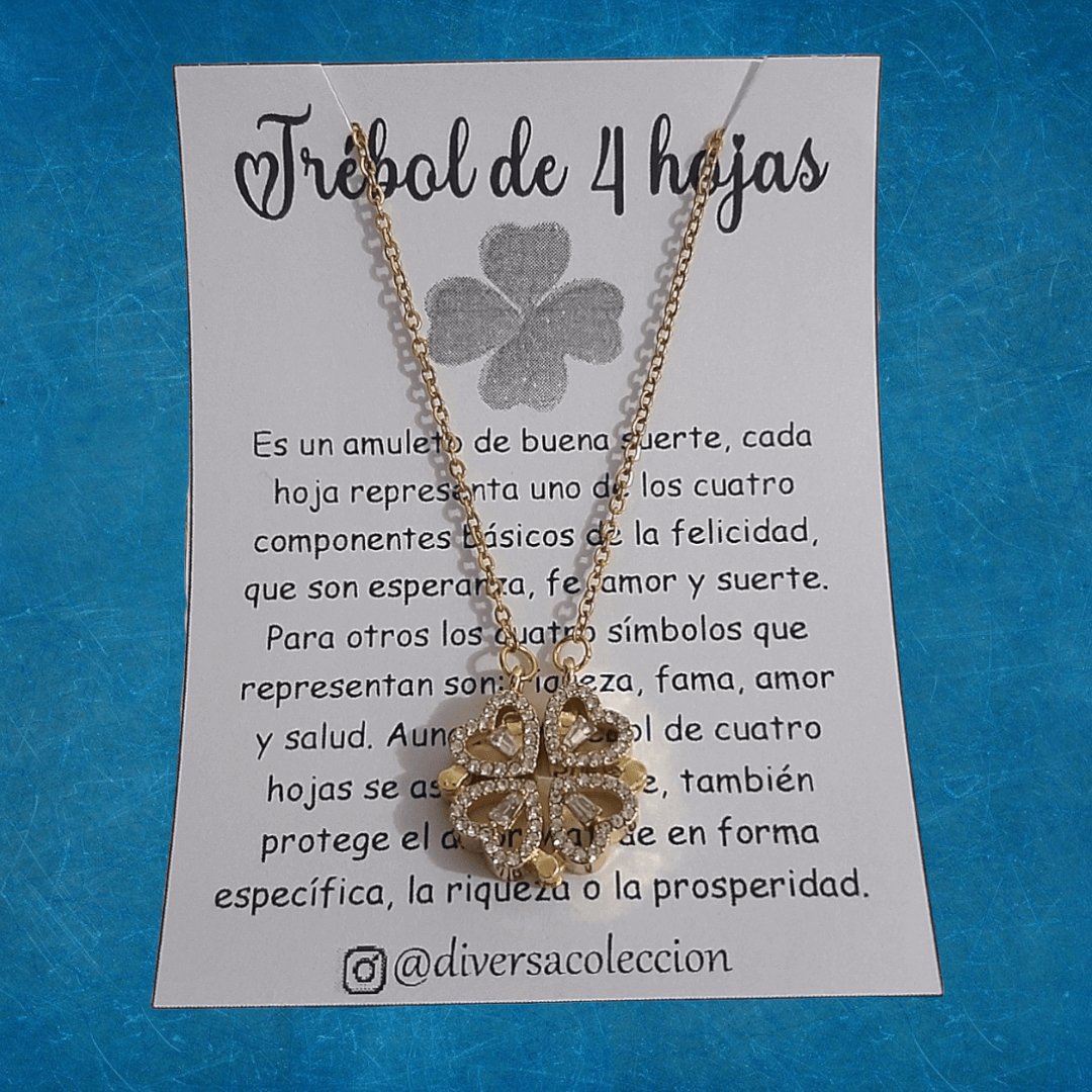 Collar Trébol & Corazón Dorado - Diversa Colección