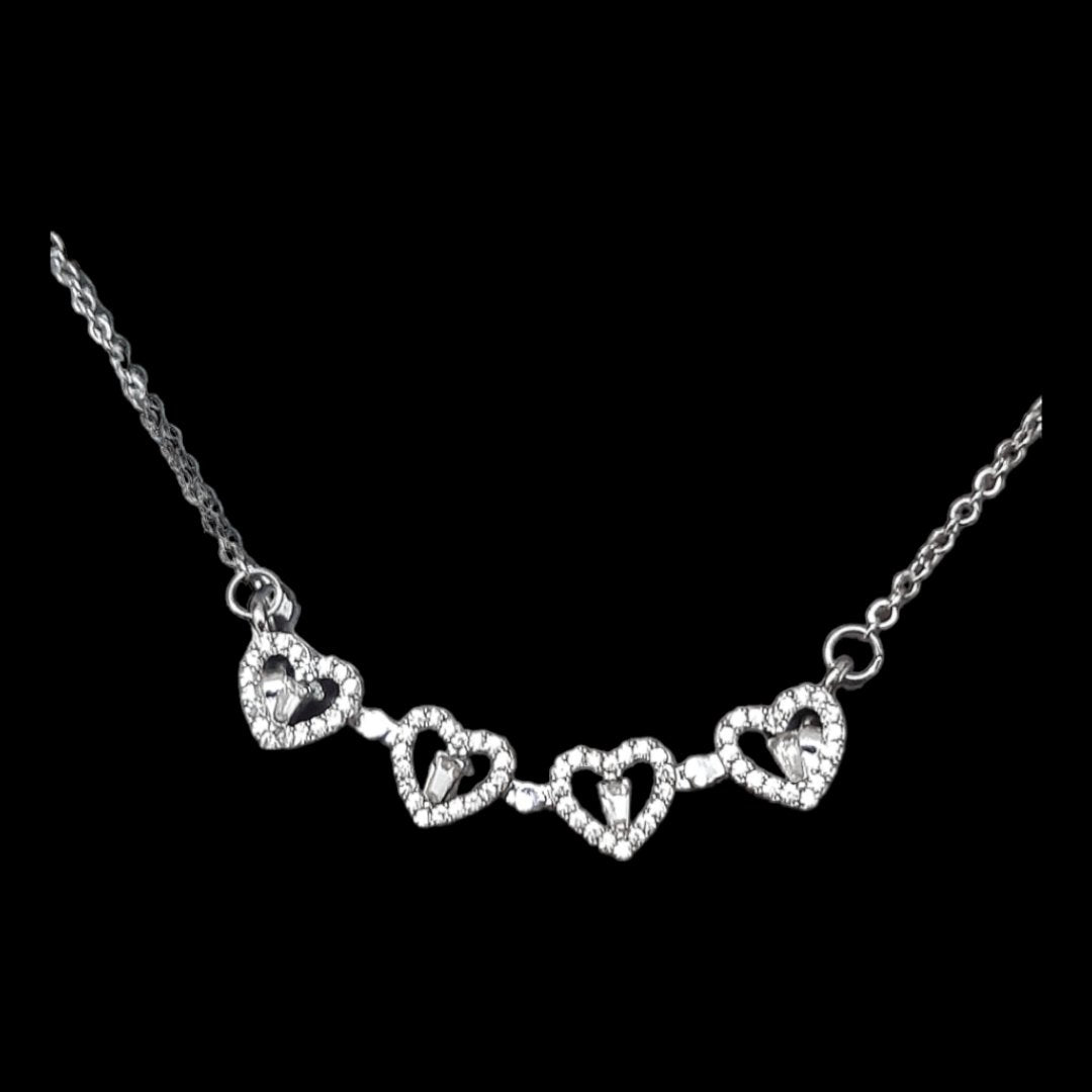 Collar Trébol & Corazón Plateado - Diversa Colección
