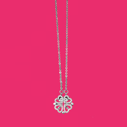 Collar Trébol & Corazón Plateado - Diversa Colección