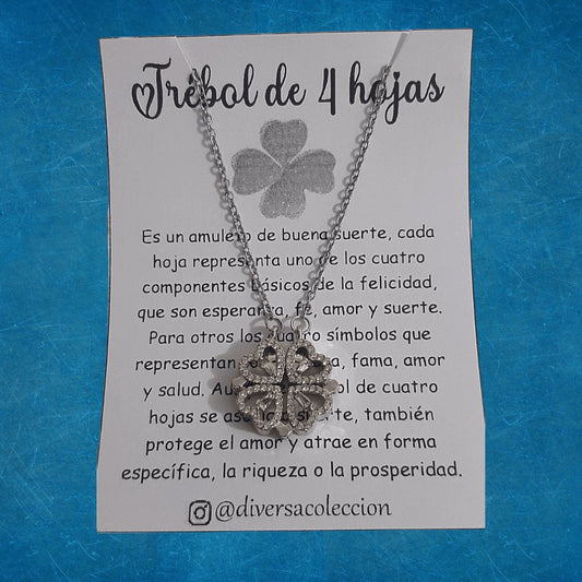 Collar Trébol & Corazón Plateado - Diversa Colección