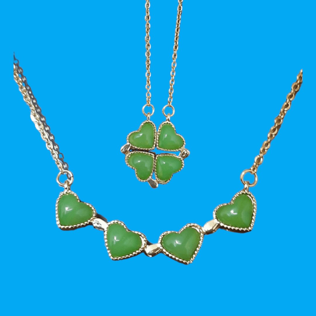 Collar Trébol & Corazón Verde - Diversa Colección