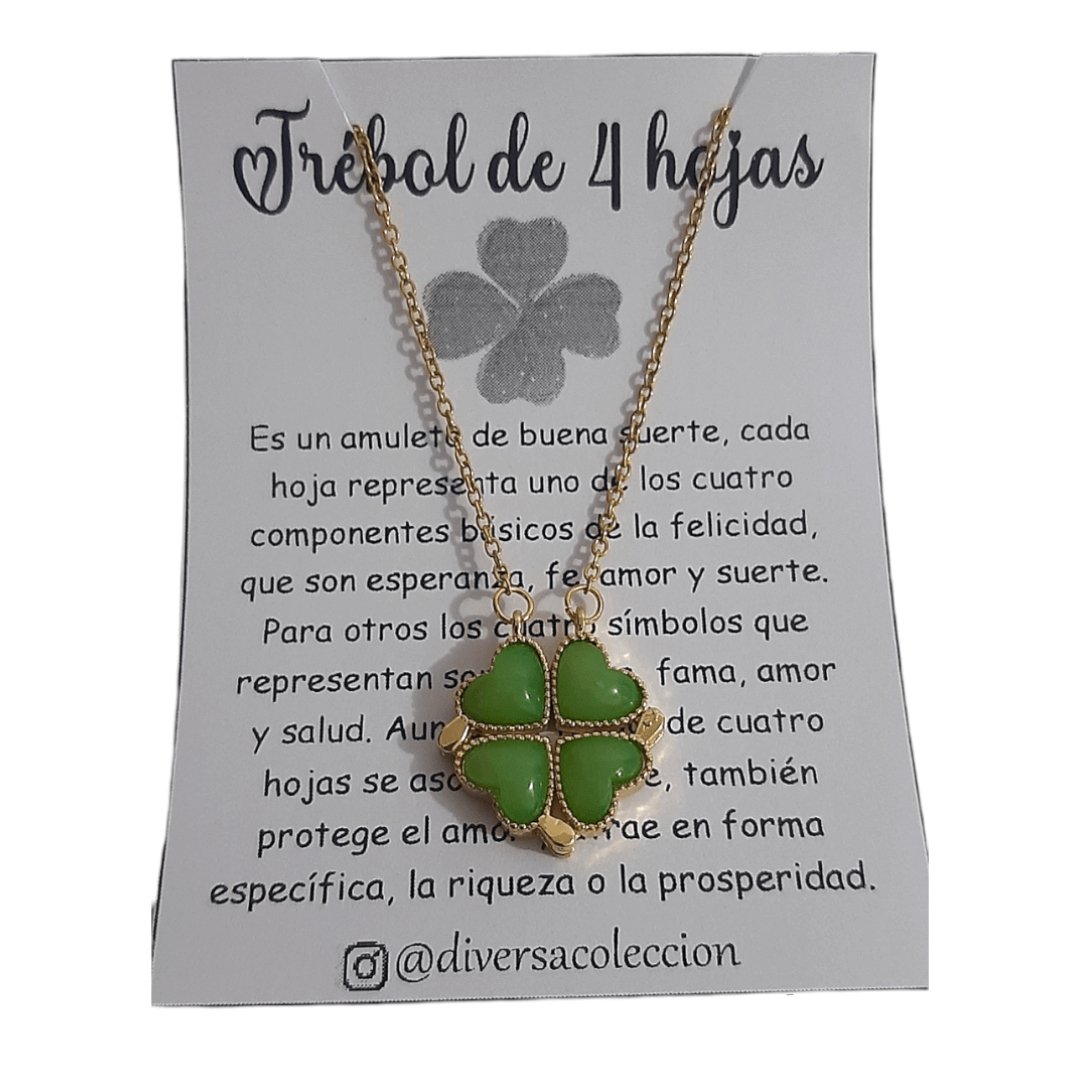 Collar Trébol & Corazón Verde - Diversa Colección
