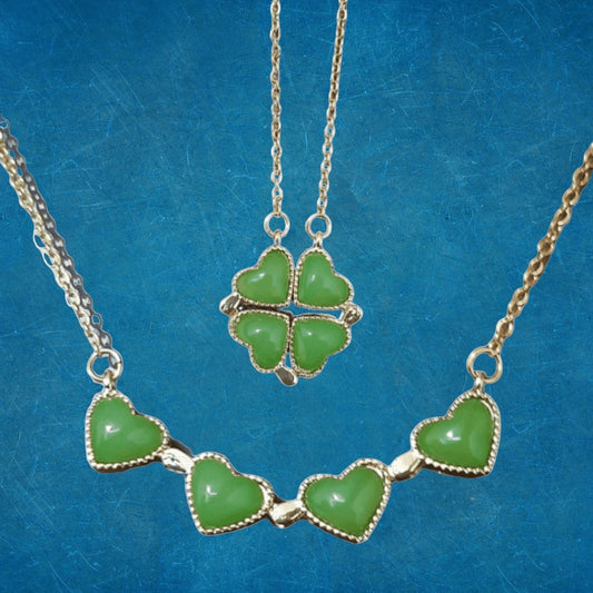 Collar Trébol & Corazón Verde - Diversa Colección