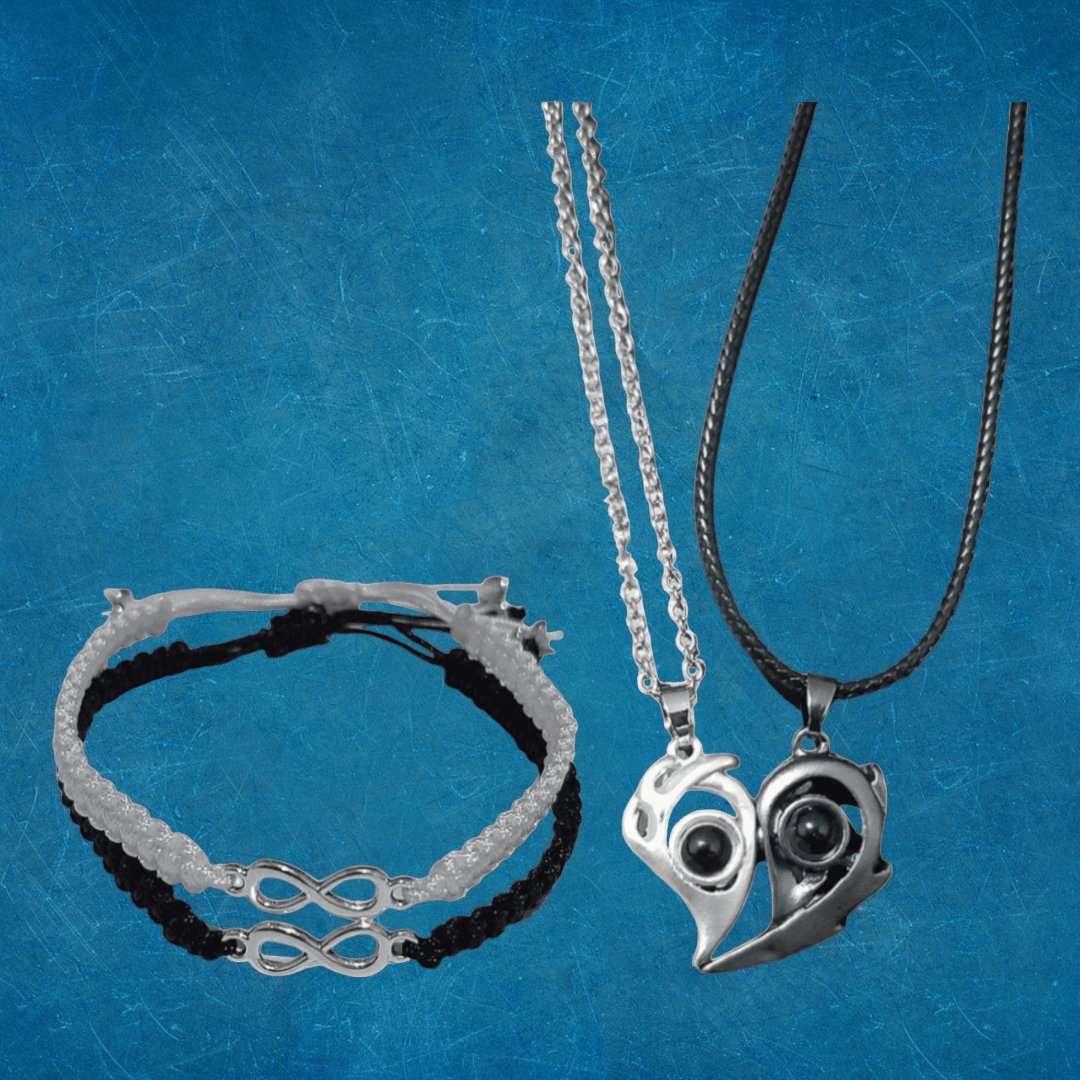 Collares Corazón Proyección + Manillas Infinito - Diversa Colección