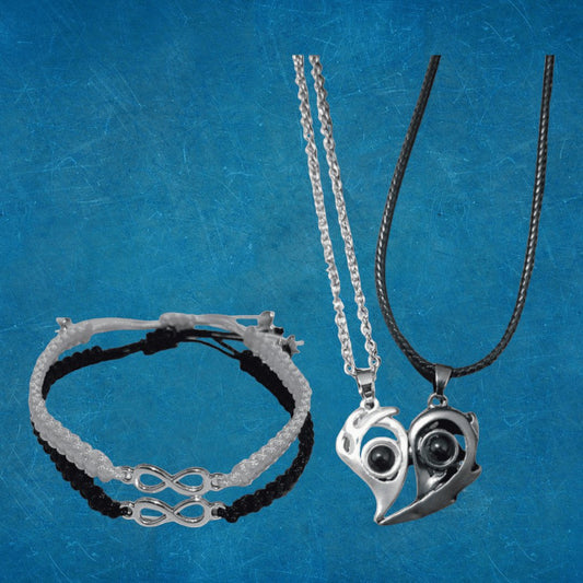 Collares Corazón Proyección + Manillas Infinito - Diversa Colección