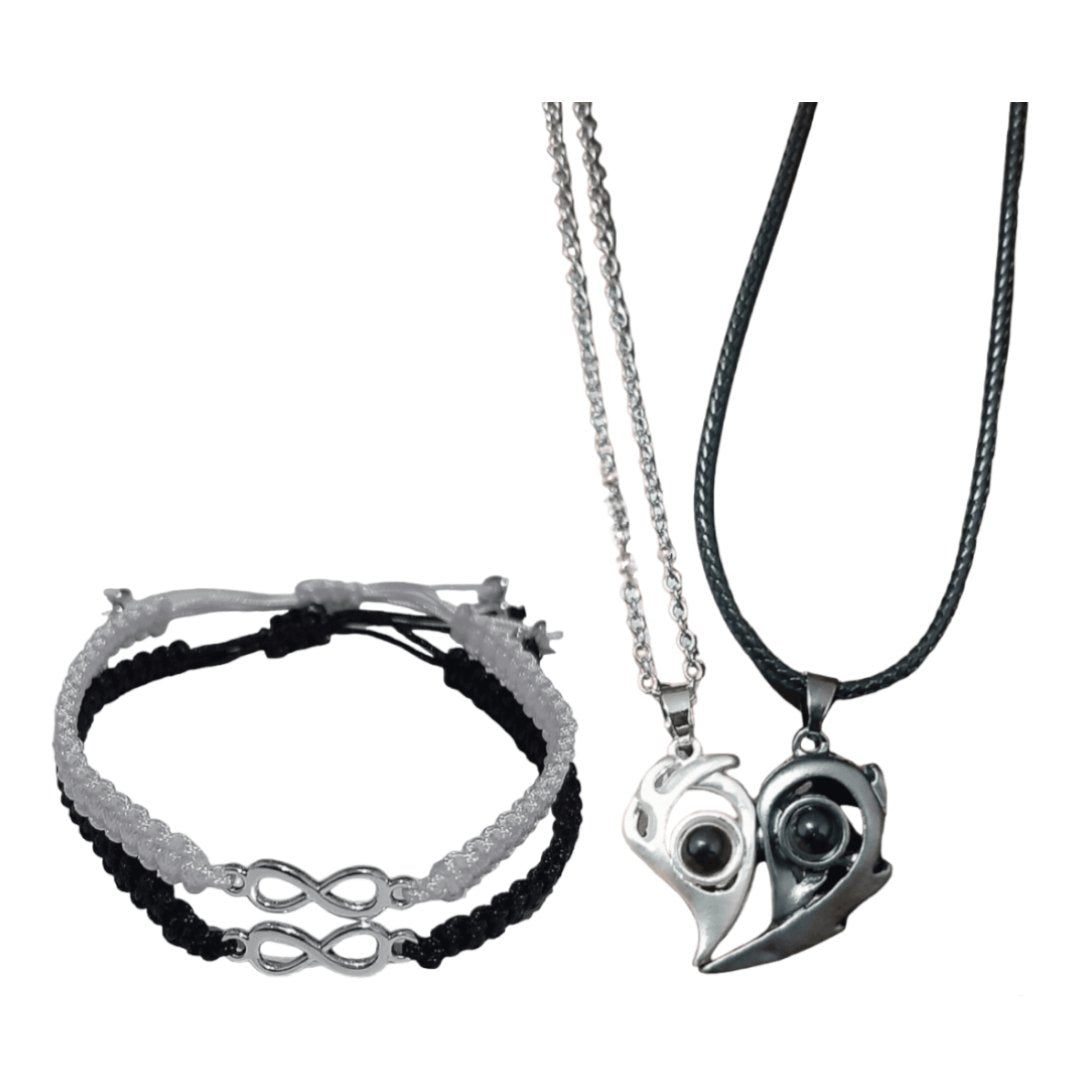 Collares Corazón Proyección + Manillas Infinito - Diversa Colección