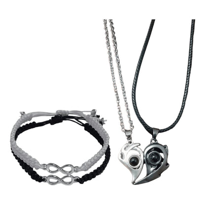 Collares Corazón Proyección + Manillas Infinito - Diversa Colección