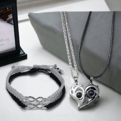 Collares Corazón Proyección + Manillas Infinito - Diversa Colección
