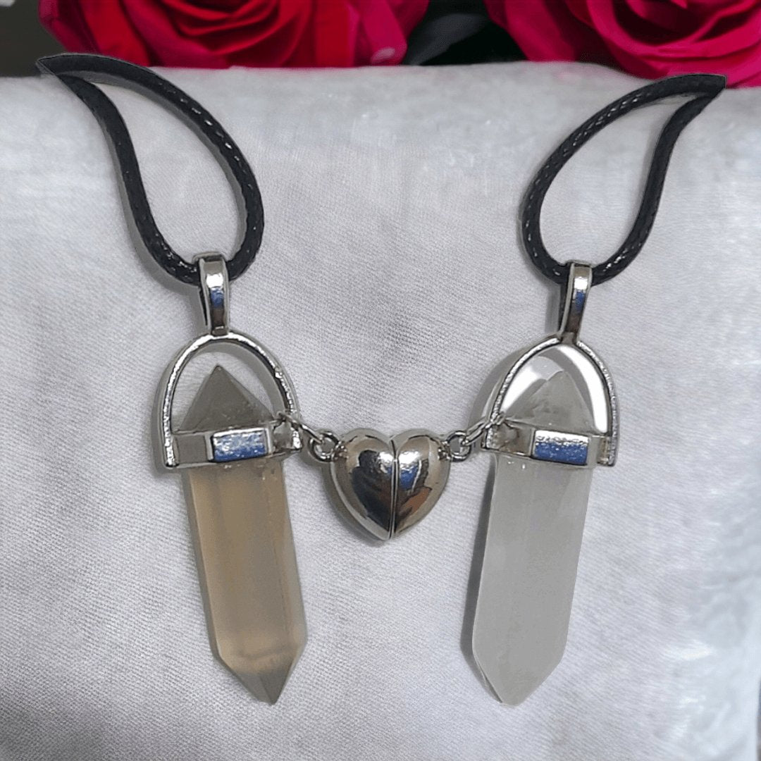Collares Cuarzo Corazón Magnético Ahumado & Crystal - Diversa Colección