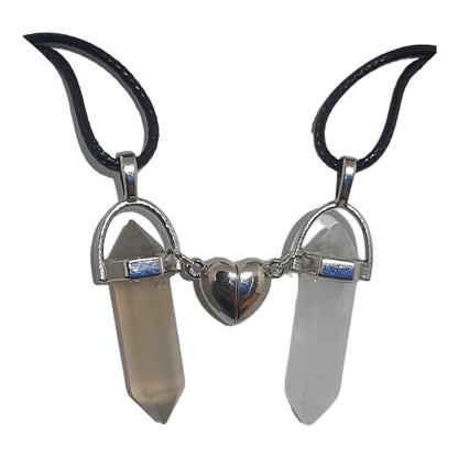 Collares Cuarzo Corazón Magnético Ahumado & Crystal - Diversa Colección