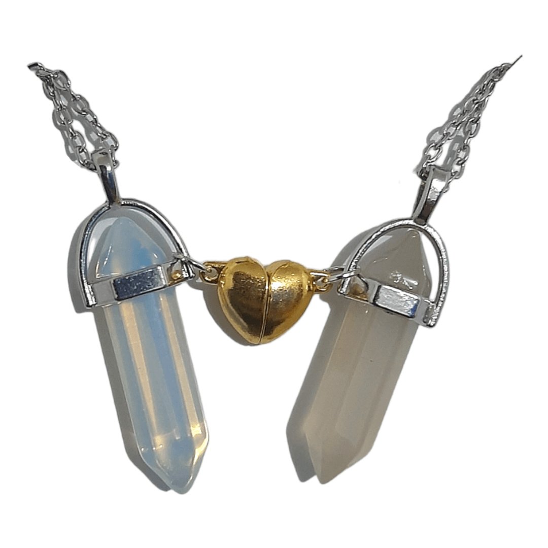Collares Cuarzo Corazón Magnético Ahumado & Ópalo - Diversa Colección