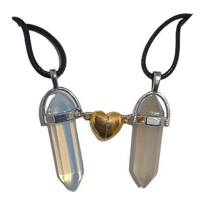 Collares Cuarzo Corazón Magnético Ahumado & Ópalo - Diversa Colección