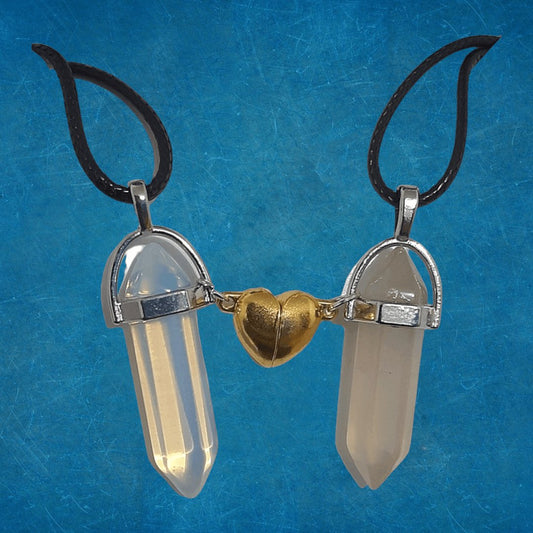 Collares Cuarzo Corazón Magnético Ahumado & Ópalo - Diversa Colección