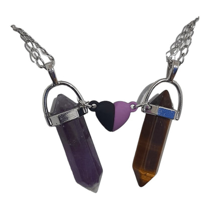 Collares Cuarzo Corazón Magnético Amatista & OjoTigre - Diversa Colección