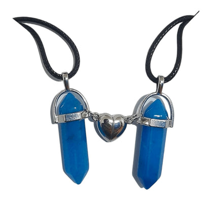 Collares Cuarzo Corazón Magnético Azules - Diversa Colección