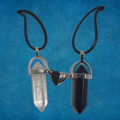 Collares Cuarzo Corazón Magnético Crystal & Obsidiana - Diversa Colección