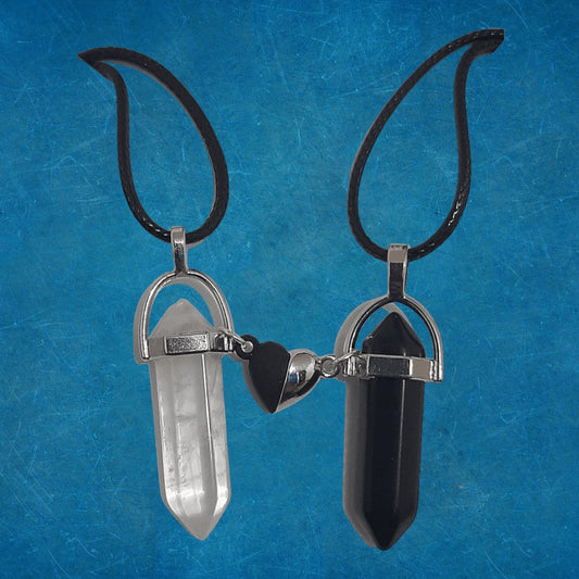 Collares Cuarzo Corazón Magnético Crystal & Obsidiana - Diversa Colección