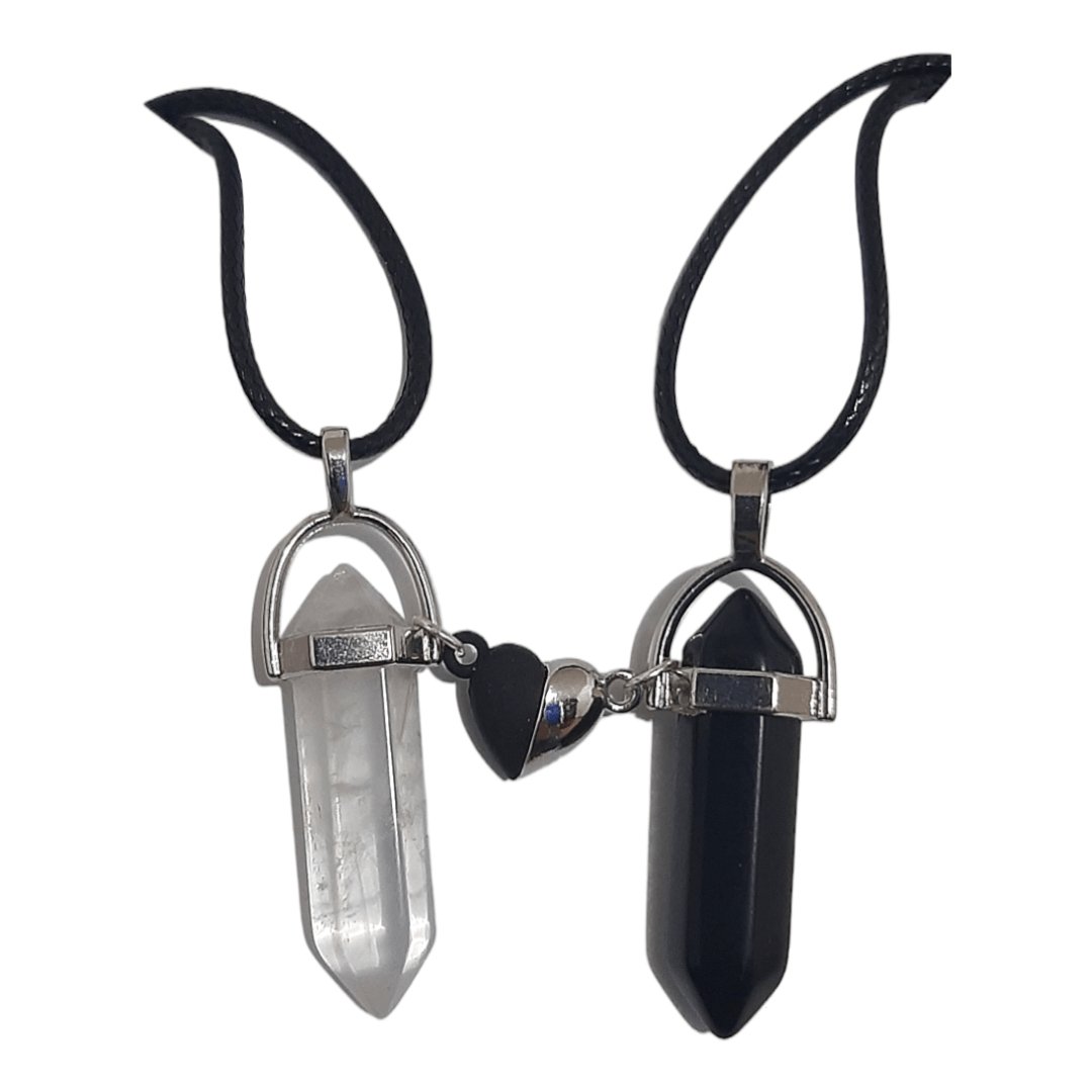 Collares Cuarzo Corazón Magnético Crystal & Obsidiana - Diversa Colección
