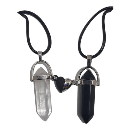 Collares Cuarzo Corazón Magnético Crystal & Obsidiana - Diversa Colección