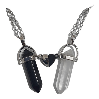 Collares Cuarzo Corazón Magnético Crystal & Obsidiana - Diversa Colección