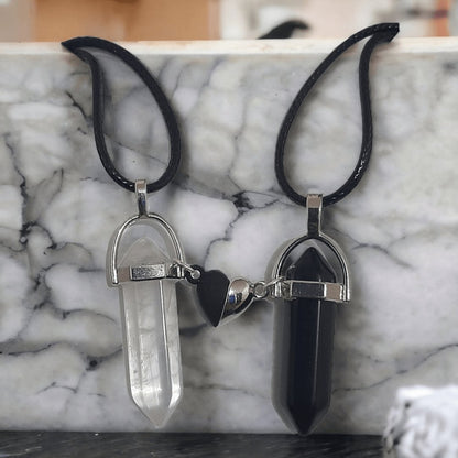 Collares Cuarzo Corazón Magnético Crystal & Obsidiana - Diversa Colección