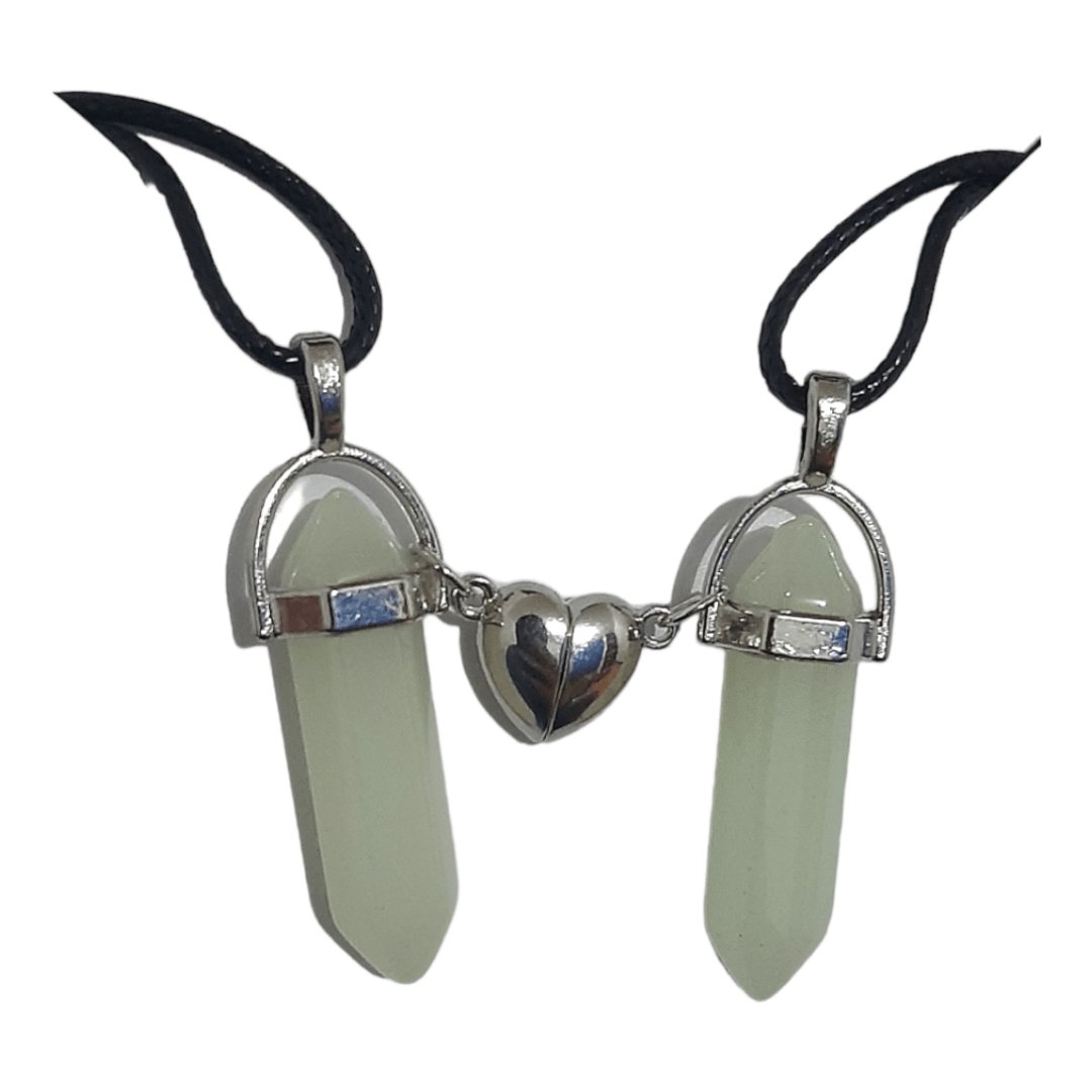 Collares Cuarzo Corazón Magnético Luminosos Azul Verdoso - Diversa Colección