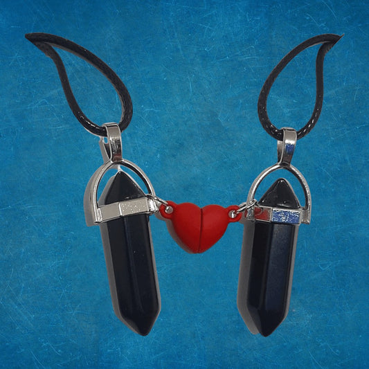 Collares Cuarzo Corazón Magnético Obsidiana - Diversa Colección