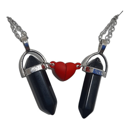 Collares Cuarzo Corazón Magnético Obsidiana - Diversa Colección