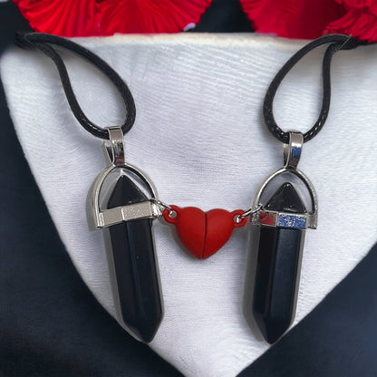 Collares Cuarzo Corazón Magnético Obsidiana - Diversa Colección