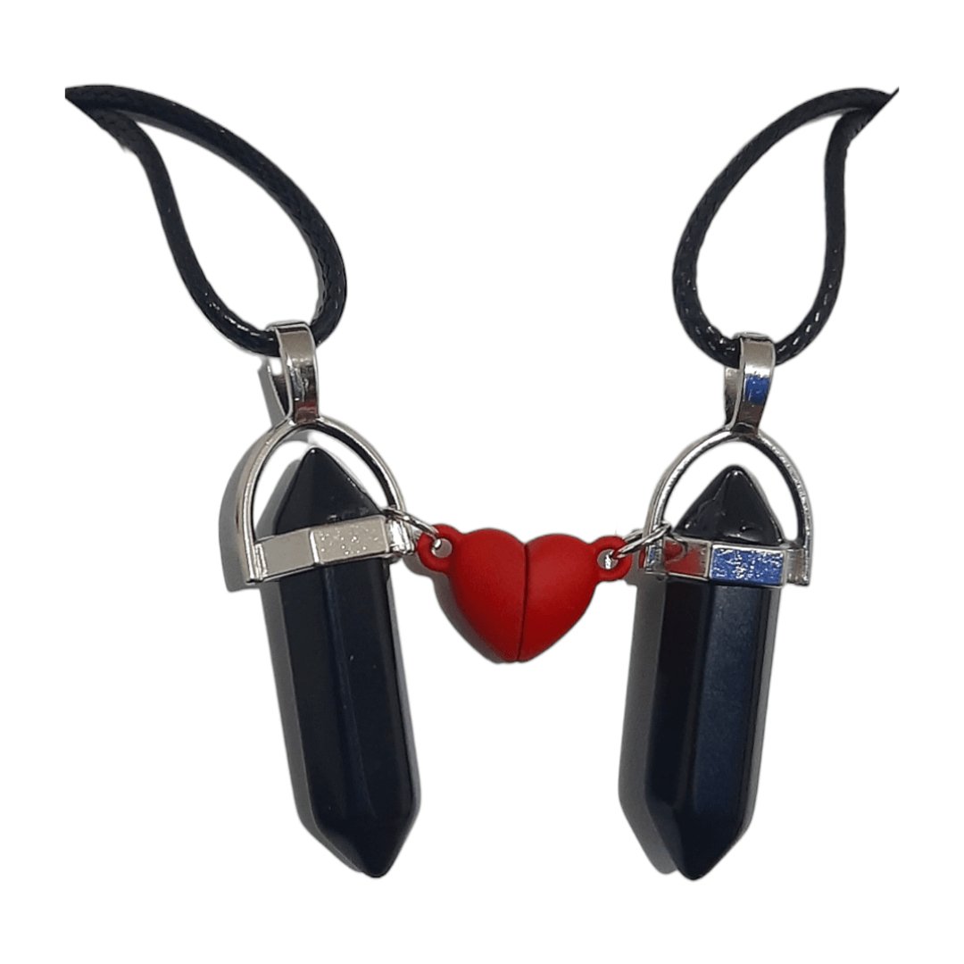Collares Cuarzo Corazón Magnético Obsidiana - Diversa Colección