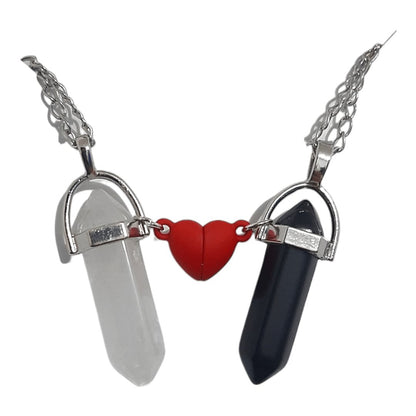 Collares Cuarzo Corazón Magnético Obsidiana & Crystal - Diversa Colección