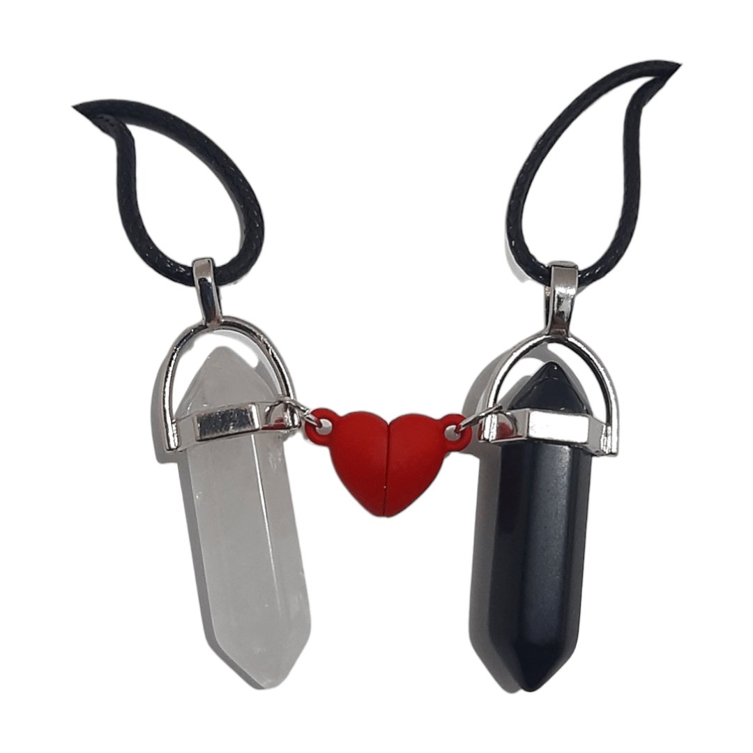 Collares Cuarzo Corazón Magnético Obsidiana & Crystal - Diversa Colección