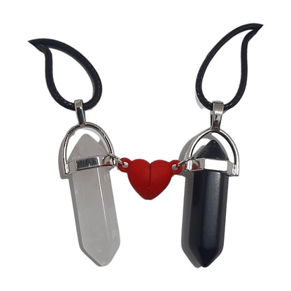 Collares Cuarzo Corazón Magnético Obsidiana & Crystal - Diversa Colección