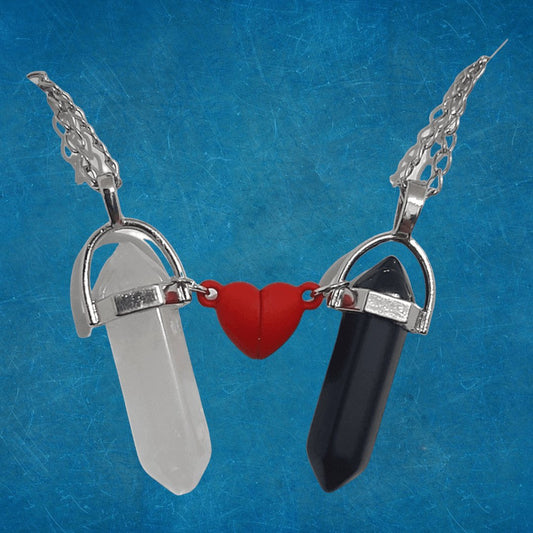 Collares Cuarzo Corazón Magnético Obsidiana & Crystal - Diversa Colección