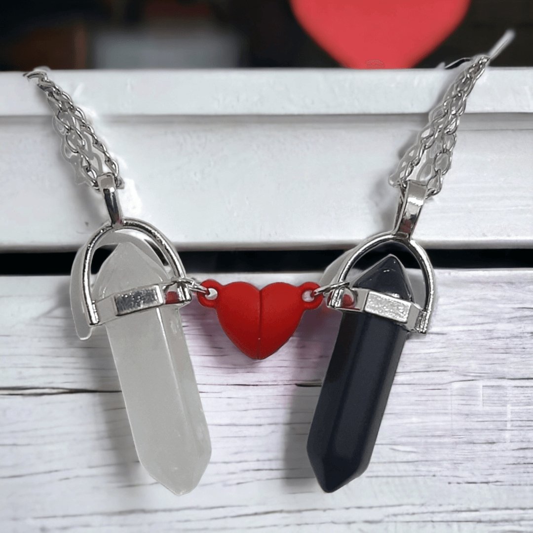 Collares Cuarzo Corazón Magnético Obsidiana & Crystal - Diversa Colección