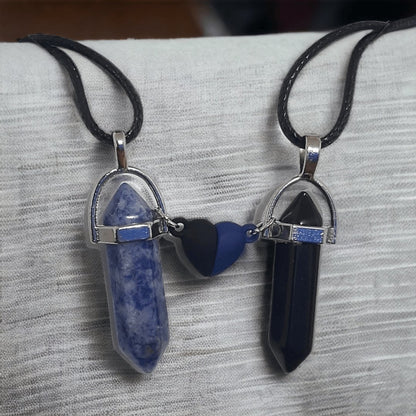 Collares Cuarzo Corazón Magnético Sodalita & Obsidiana - Diversa Colección