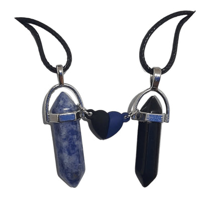 Collares Cuarzo Corazón Magnético Sodalita & Obsidiana - Diversa Colección
