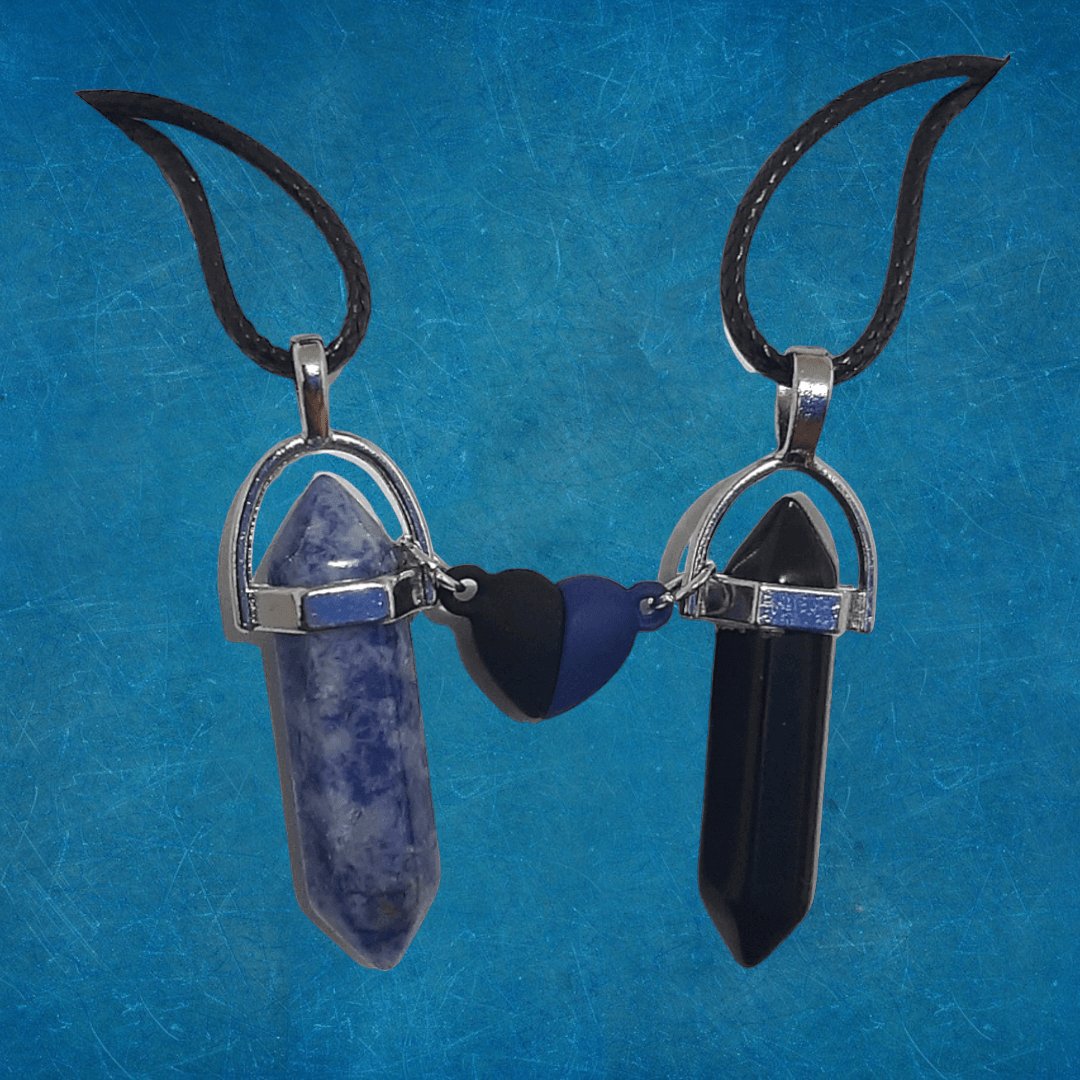 Collares Cuarzo Corazón Magnético Sodalita & Obsidiana - Diversa Colección