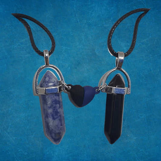 Collares Cuarzo Corazón Magnético Sodalita & Obsidiana - Diversa Colección