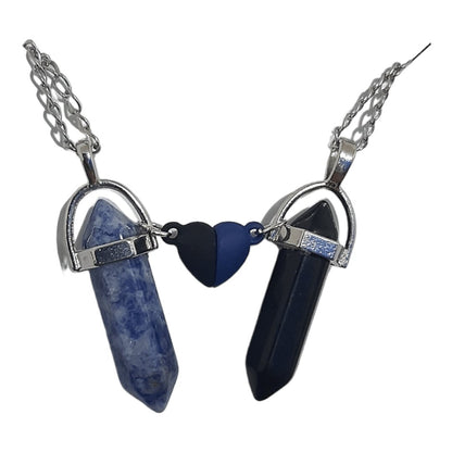 Collares Cuarzo Corazón Magnético Sodalita & Obsidiana - Diversa Colección