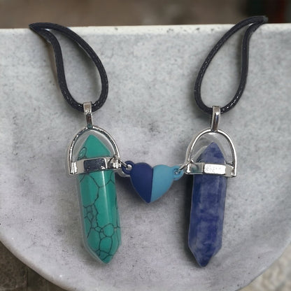 Collares Cuarzo Corazón Magnético Turquesa & Sodalita - Diversa Colección