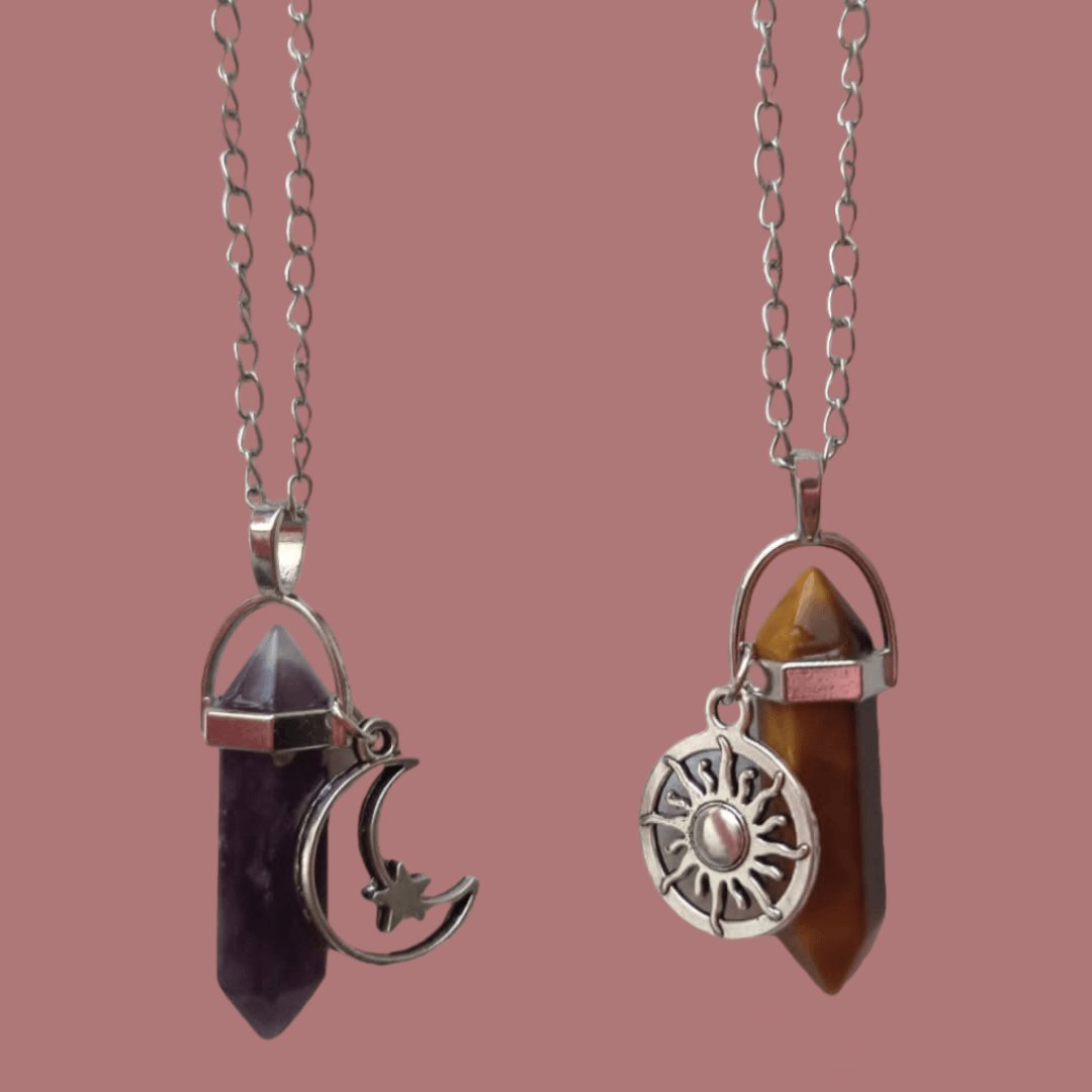 Collares Sol y Luna Amatista & OjoTigre - Diversa Colección