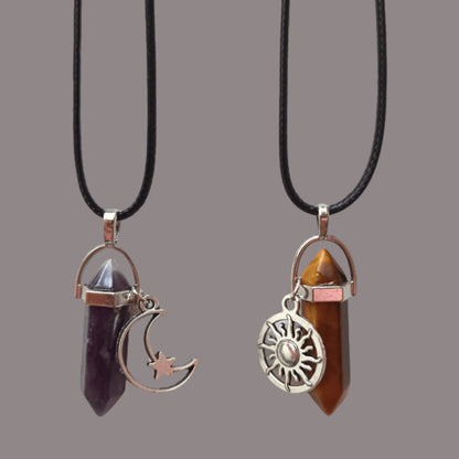 Collares Sol y Luna Amatista & OjoTigre - Diversa Colección