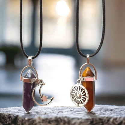 Collares Sol y Luna Amatista & OjoTigre - Diversa Colección
