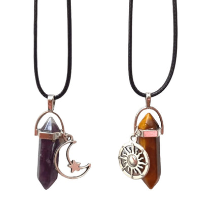 Collares Sol y Luna Amatista & OjoTigre - Diversa Colección