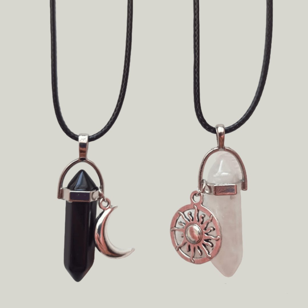 Collares Sol y Luna Cristal & Obsidiana - Diversa Colección