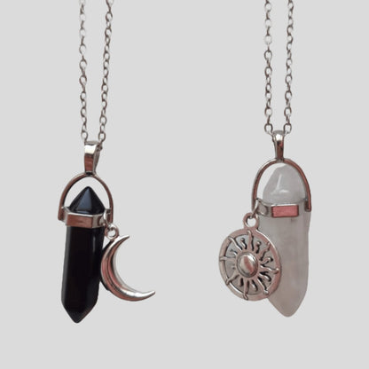 Collares Sol y Luna Cristal & Obsidiana - Diversa Colección