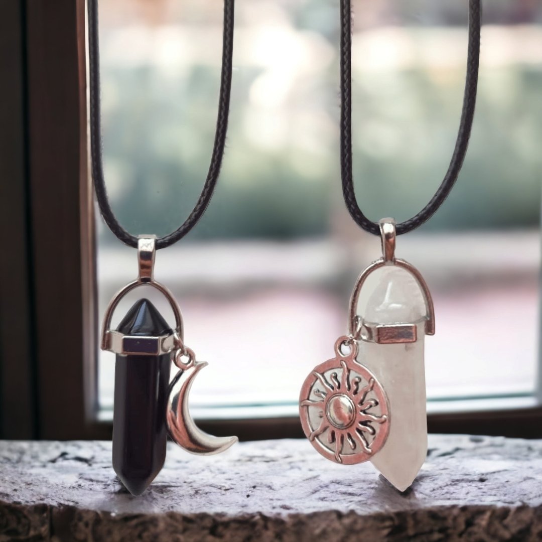 Collares Sol y Luna Cristal & Obsidiana - Diversa Colección