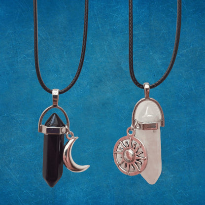 Collares Sol y Luna Cristal & Obsidiana - Diversa Colección