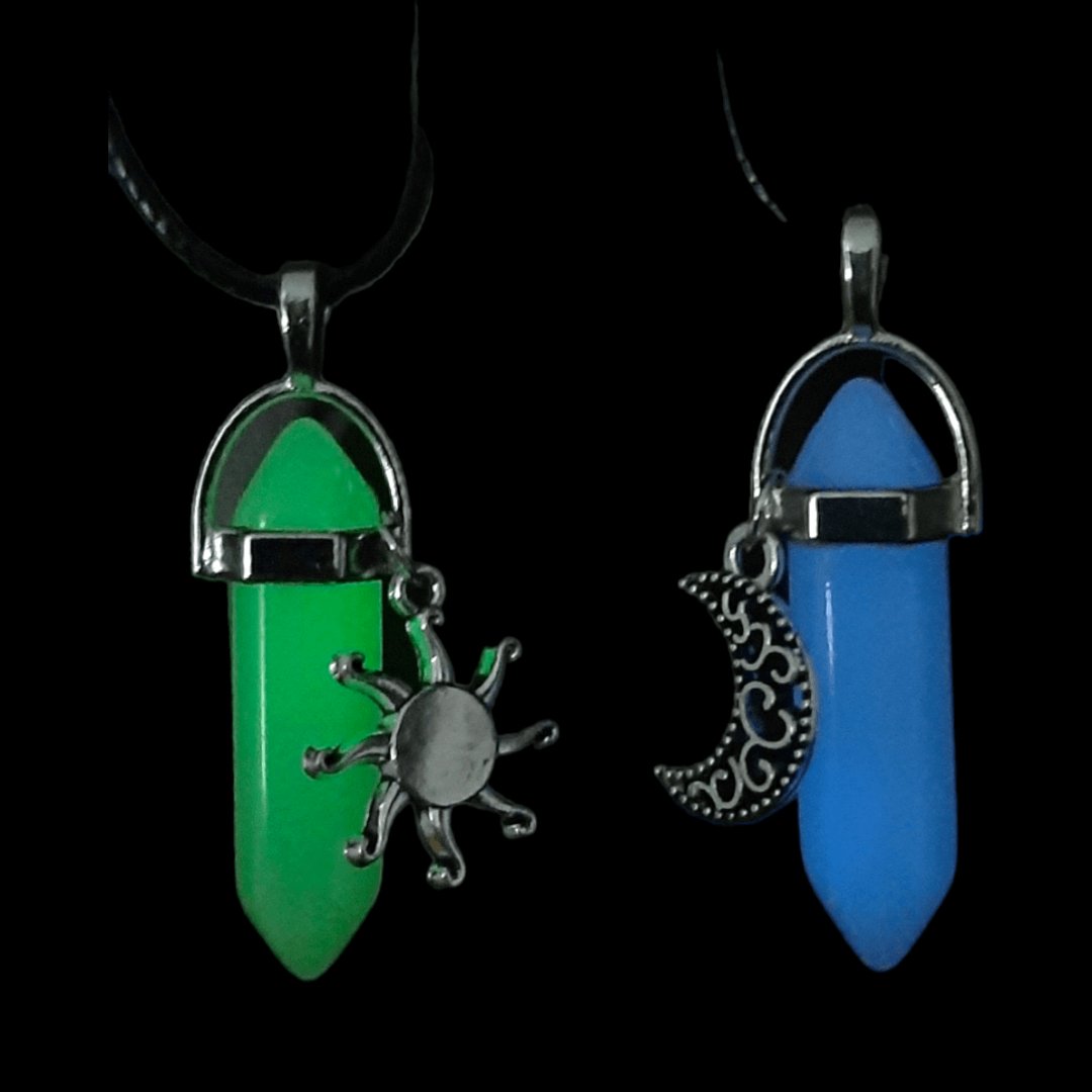 Collares Sol y Luna Luminosos Verde Azul - Diversa Colección
